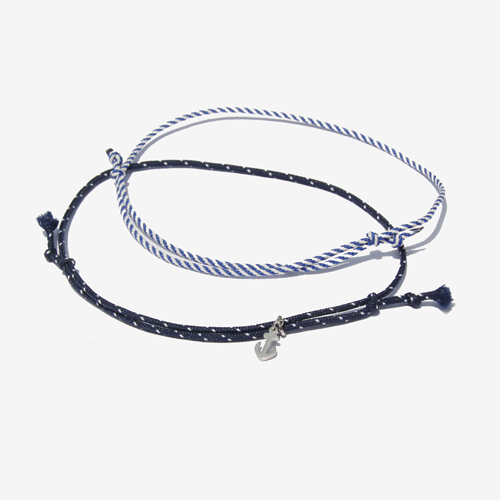 [RUSHOFF]Unisex Marine Anchor Fabric 2 Bracelet Set/ 마린 닻 페브릭 팔찌세트