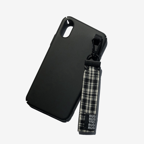 [RUSHOFF] Unisex Casual Check Belt Keyring I-Phone Black Case / 캐주얼 체크 벨트키링 아이폰 케이스-체크블랙
