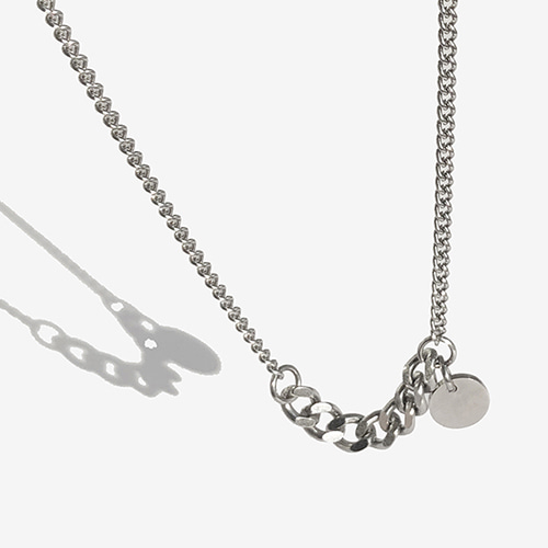 [RUSHOFF] Surgical Steel Two Flow Chain Necklace - Circle Pendant / 투플로우 체인 목걸이 - 써클펜던트