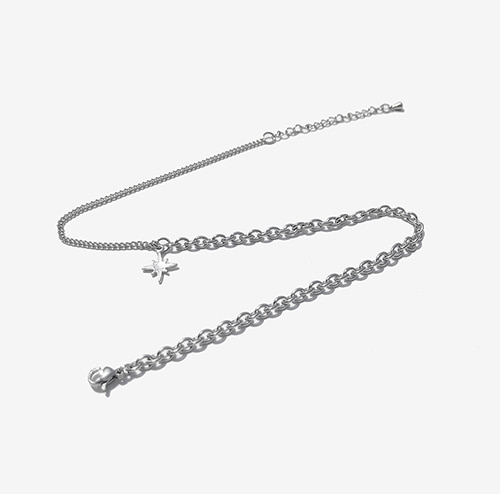 [RUSHOFF] Surgical Steel Star Over Chain Bracelet / 스타 오버체인 팔찌