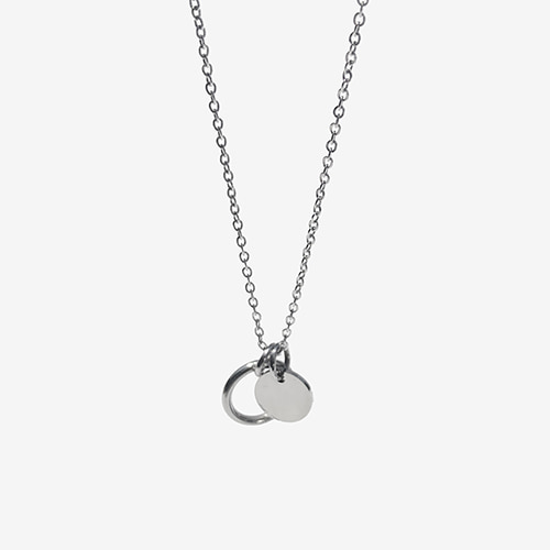 [RUSHOFF] Surgical Steel Dual Circle Pendant Chain Necklace  / 듀얼 써클 펜던트 체인목걸이