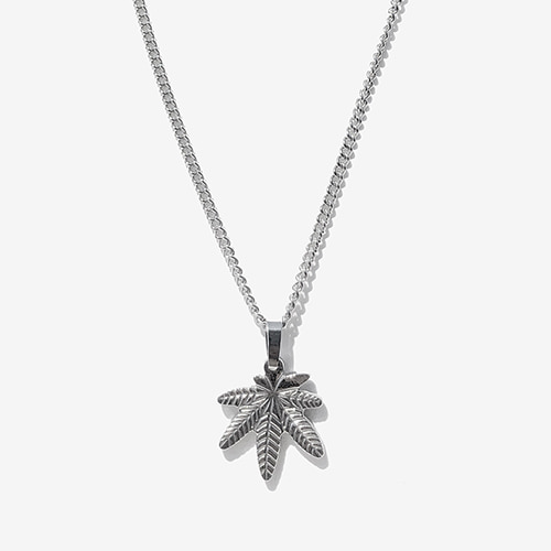 [RUSHOFF] Surgical Steel Weed Pendant Chain Necklace  / 위드 펜던트 체인목걸이