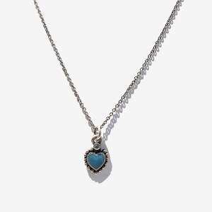 [RUSHOFF] Sky-Blue Heart pendant Chain Necklace  / 스카이블루 하트 펜던트 체인 목걸이 (은도금)