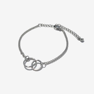[RUSHOFF] Surgical Steel Double Circle Pendant Chain Bracelet / 더블써클 펜던트 체인 팔찌,발찌