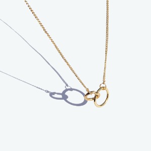 [RUSHOFF] Double Circle Pendant Gold Necklace / 써지컬스틸 더블 써클 펜던트 골드목걸이