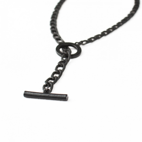WOMEN_THE RING BLACK CHAIN NECKLACE