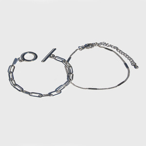 Classy Layered Silver Chain Bracelet  / 클래시 레이어드 체인팔찌