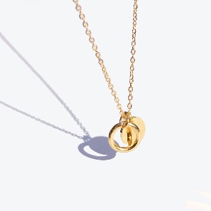 [RUSHOFF]Dual Circle Pendant Gold Necklace / 써지컬스틸 듀얼 써클 펜던트 골드 목걸이